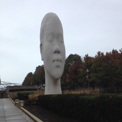 The 39 foot head is made of marble and resin.